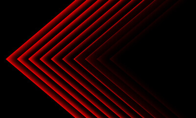 Abstract red light arrow direction on black design modern futuristic background vector