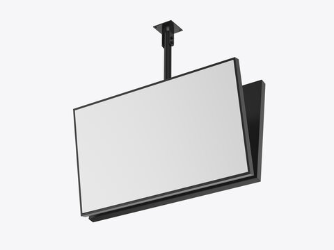 Outdoor digital ceiling mounted display screen blank template, 3d render illustration.