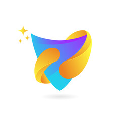 shield illustration, fluid. modern, colorful, gradient concept. used for logo, icon, emblem