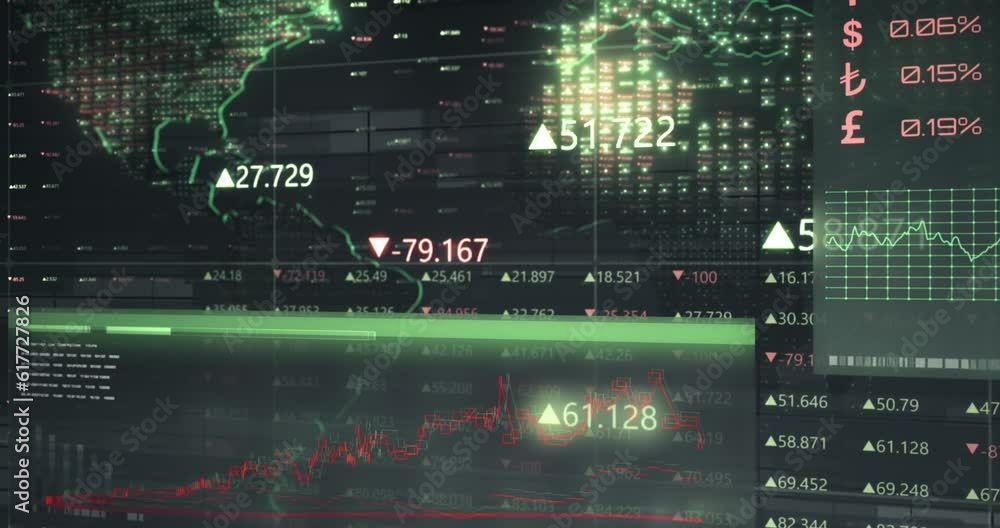 Poster illustrative animation of the global financial analytics displayed on the interface