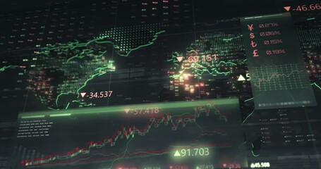 3D rendered animation of the currency charts displayed on the screen