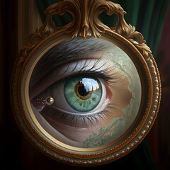 an eye that is looking into the mirror and sees its more beautiful reflection 