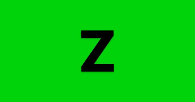 Alphabet Letters Z  Animation in black and white with ink drop and write-on on the Green Screen alpha channel. Great for word forming and text animation in your video project. 
Background Editable
