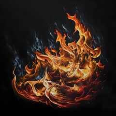 Oil painting Flames filling a black background 