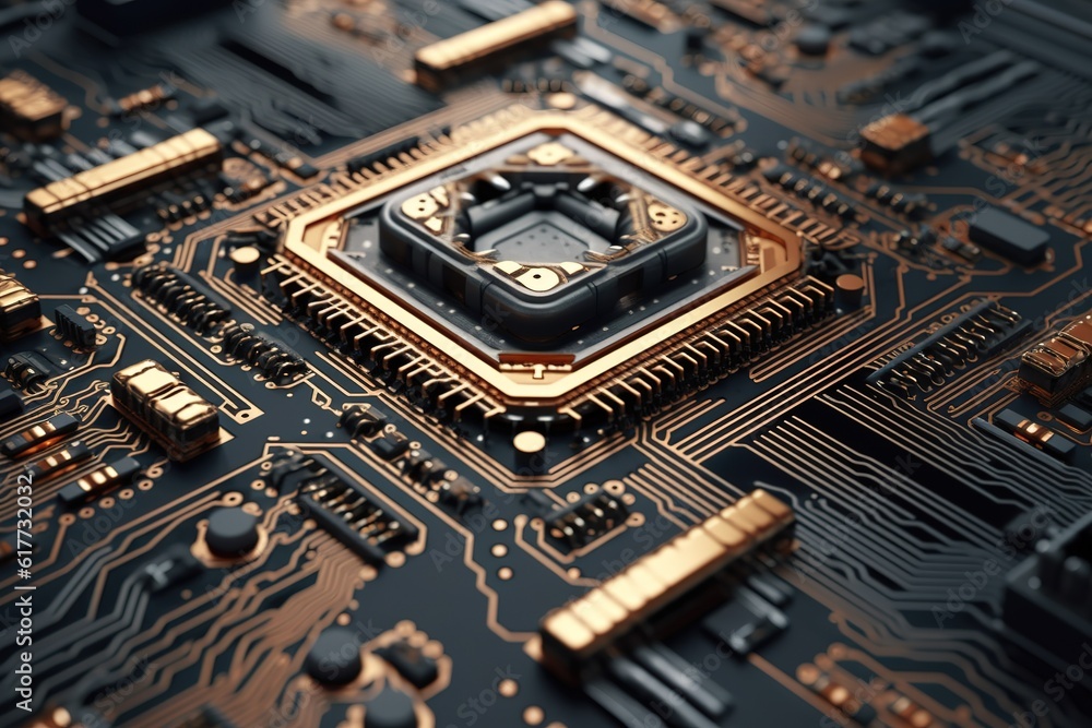 Poster a magnified image of the inside of a computer chip