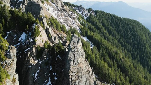 Aerial Circling Big Rock on Mount Si 4k