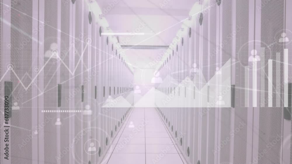 Poster animation of data processing over computer servers