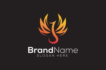 Dragon fly fire logo design vector template