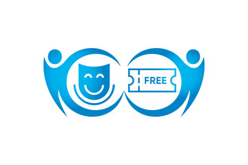 Happy man and free man icon design vector template