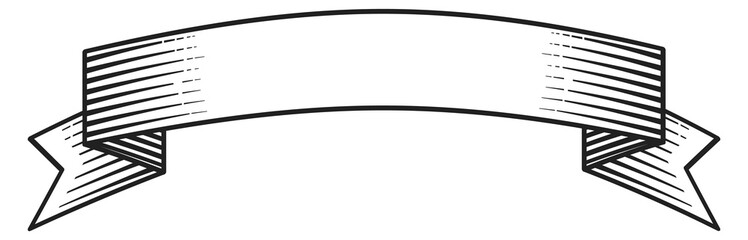 Old engraving banner ribbon drawing. Scroll template