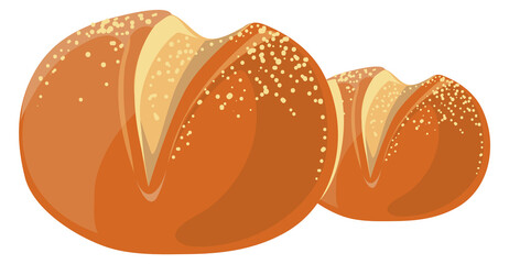 Dinner rolls. Cartoon bread bun. Bakery icon