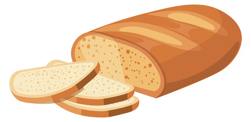 White wheat bread. Cutted bakery slices cartoon icon