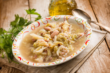 cabbage soup with parsley and olive oil