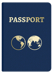 Passport front cover. International identity realistic mockup