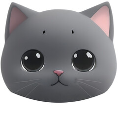 Face gray cats have smiling faces, tiny, Cute kittens, and transparent backgrounds, Chibi style.