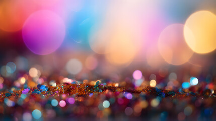 Colorful glitter with bokeh light background created with Generative AI
