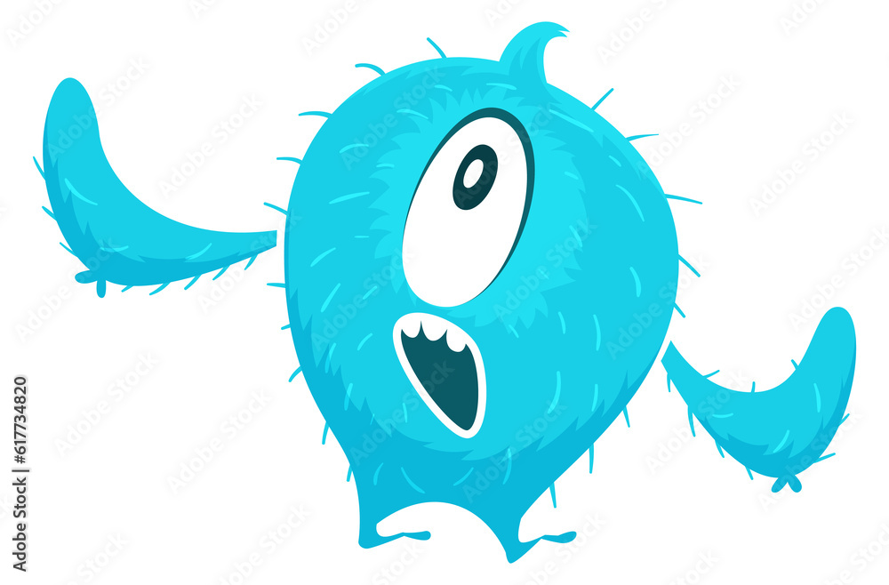 Canvas Prints Scared one eye monster. Fluffy creature. Cartoon character