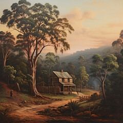 Rural landscape in the style of the 18th century
