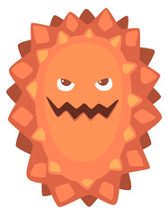 Cartoon microbe. Evil disease monster with grin smile