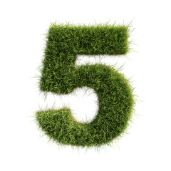 Grass Number 5 on transparent background, PNG file