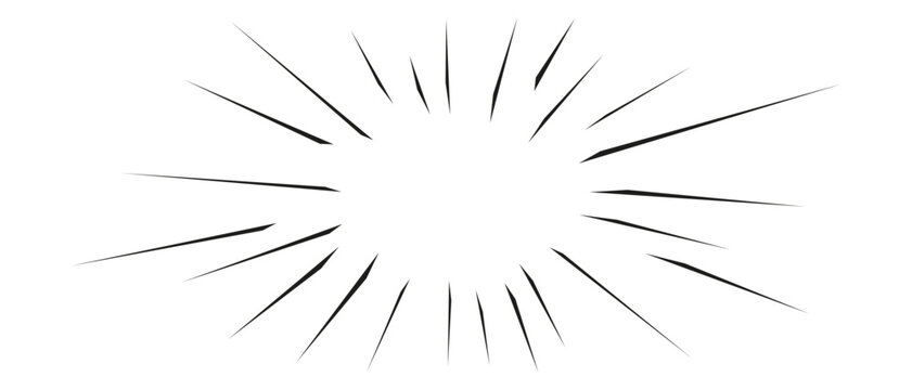 Comic action lines.Manga speed effect frame. Cartoon boom,bang,radial burst.Vector isolated illustration