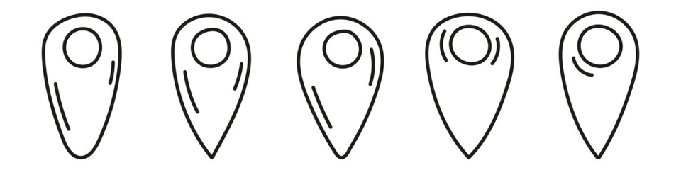 Doodle pin location icon. Hand drawn map pointer marker. Navigation sign, place location, geo-tag label.Vector isolated illustration