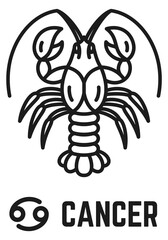 Cancer icon. Horoscope sign. Black line symbol