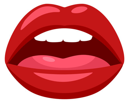 Open female mouth. Sexy red lips icon