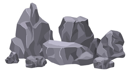 Natural stone structure. Cartoon landscape rock pile