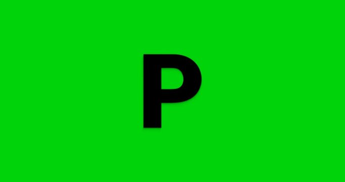 Alphabet Letters P Animation in black and white with ink drop and write-on on the Green Screen alpha channel. Great for word forming and text animation in your video project. Background Editable