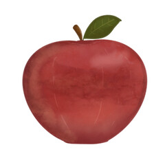 Red apple, illustration, element, PNG.