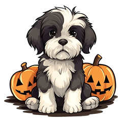 Cute Canine Costumes: Havanese Puppy Halloween Illustration