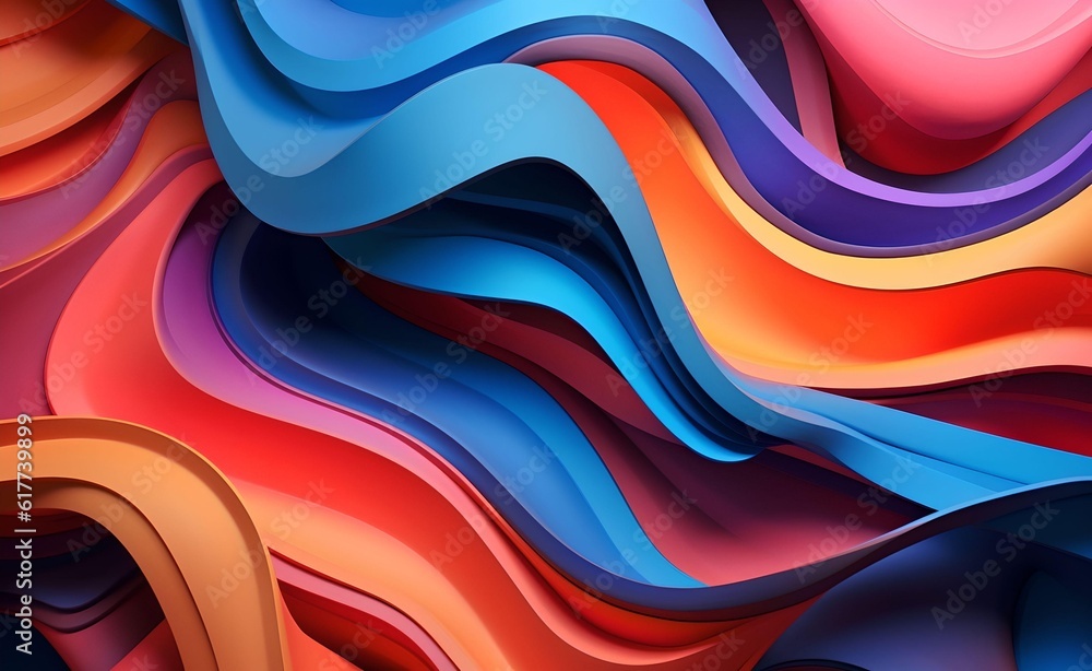 Poster multi-colored abstract shapes creative futuristic minimialism. generative ai.