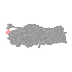 Canakkale province map, administrative divisions of Turkey. Vector illustration.