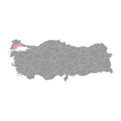Tekirdag province map, administrative divisions of Turkey. Vector illustration.