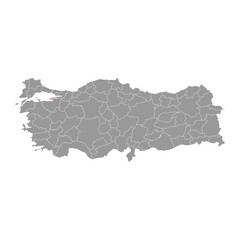 Yalova province map, administrative divisions of Turkey. Vector illustration.