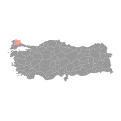 Kirklareli province map, administrative divisions of Turkey. Vector illustration.