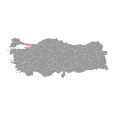 Kocaeli province map, administrative divisions of Turkey. Vector illustration.