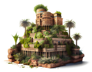 Fantasy Garden of Babylon on Transparent Background (png)