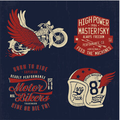 motorcycle rider concept tee print design pack as vector