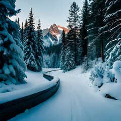 invierno, bosque, nieve, &aacute;rbol, catarro, &aacute;rbol