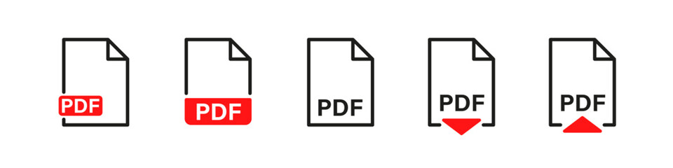 Pdf file format type icon. Document page button.