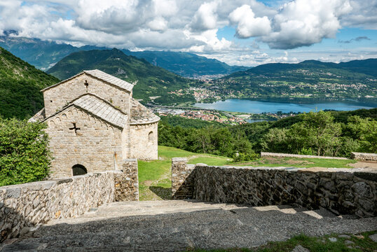 San Pietro al Monte Basilica in the prealps of Lake Como
