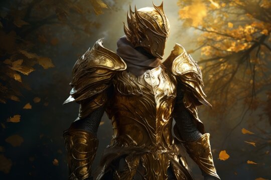 Golden knight forest. Generate Ai