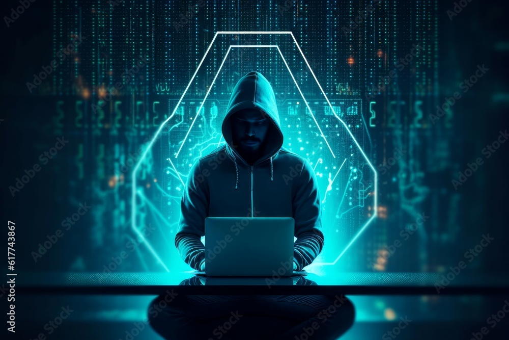 Poster hacker background network. generate ai