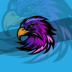 .Bald eagle head mascot with america strong color available for your custom project from a splash of watercolor, colored drawing, realistic vector illustration of paints..