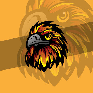 .Bald eagle head mascot with america strong color available for your custom project from a splash of watercolor, colored drawing, realistic vector illustration of paints..