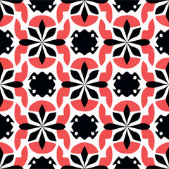 Playful peppermint motif on black and red fabric, seamless design.