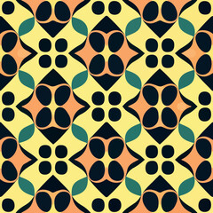 Vibrant black and yellow abstract pattern with repeating circles.