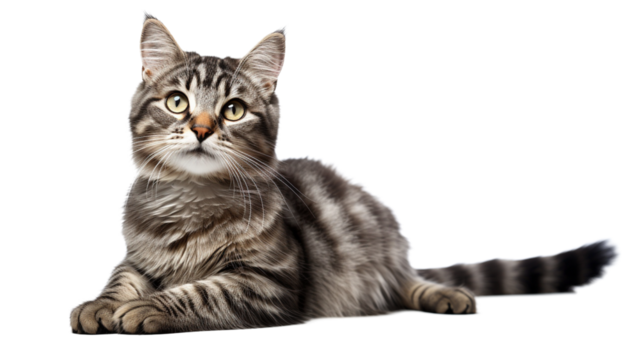 Curious cat in transparent background. AI generative